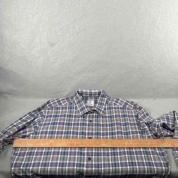 David Donahue Shirt Mens Size XL Gray Pink Blue Button Down Classic Fit Dress - Picture 9 of 12